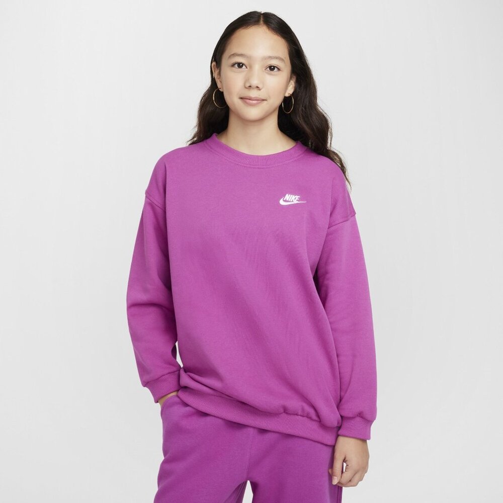 Nike, Kids Sweatshirts, Female, Pink, L, Oversized Crewneck Sportswear Sweatshir - Picture 2 of 5